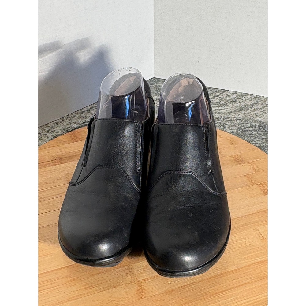 Easy Spirit e24/7 Womens Black‎ Leather Slip On Loafers Wedge Shoes Size 9.5